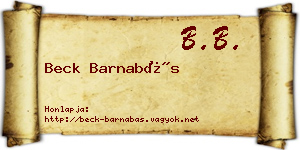 Beck Barnabás névjegykártya